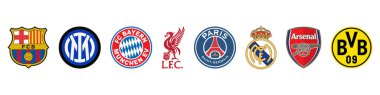 Barcelona, Internazionale, Bavyera, Liverpool Arsenal, Real Madrid, Psg, Borussia. Avrupa 'nın en iyi futbol takımları.