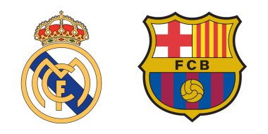 Barselona, Real Madrid futbol kulübü logosuna karşı.