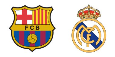 Barselona, Real Madrid futbol kulübü logosuna karşı.
