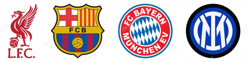 Barcelona, Internazionale, Liverpool, Bayern. Top europe soccer teams.