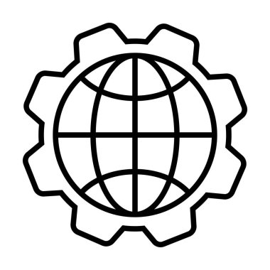 Dişli simgesi olan dünya gezegeni