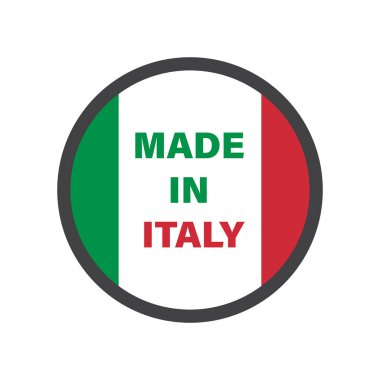 İtalya 'da metin ve İtalyan bayrağı tasarımı ile yapılmış vektör simgeleri ve etiketleri kümesi