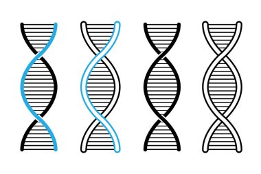 DNA simgesi seti. Genetik sarmal ve molekül sembolleri koleksiyonu