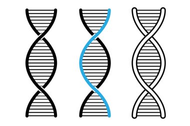DNA simgesi seti. Genetik sarmal ve molekül sembolleri koleksiyonu