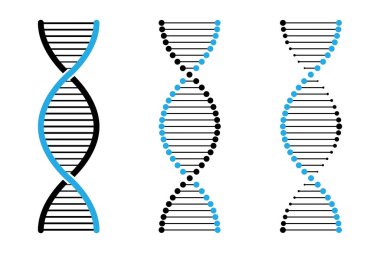 DNA simgesi seti. Genetik sarmal ve molekül sembolleri koleksiyonu