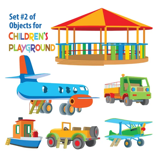 Set Objects Children Playground Vector Illustration Isolated White Background — Stock Vector