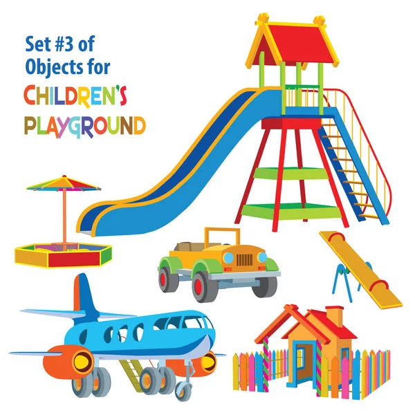 Set Von Objekten Für Den Kinderspielplatz Vektor Illustration Isoliert Auf — Stockvektor