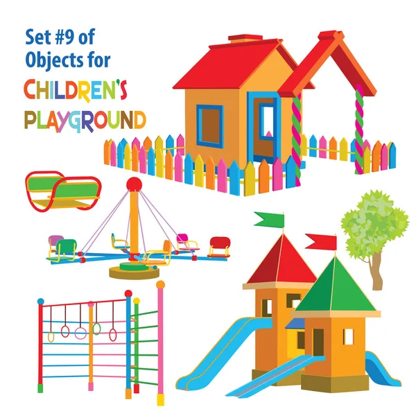 Set Van Voorwerpen Voor Kinderspeelplaats Vector Illustratie Geïsoleerd Witte Achtergrond — Stockvector