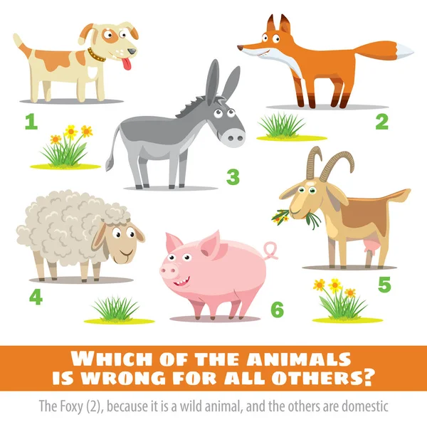 Which Animals Wrong All Others Exercise Mind Vector Illustration — Stock Vector