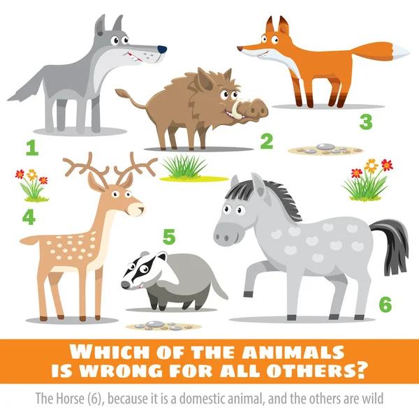 Which Animals Wrong All Others Exercise Mind Vector Illustration — Stock Vector
