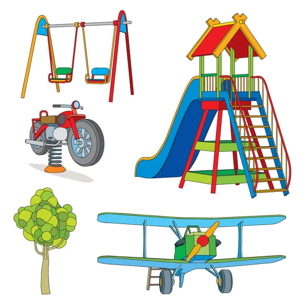 Set Von Objekten Für Den Kinderspielplatz Vektor Illustration Isoliert Auf — Stockvektor