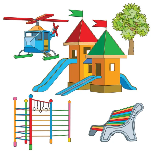Conjunto Objetos Para Parque Infantil Ilustração Vetorial Isolada Sobre Fundo — Vetor de Stock