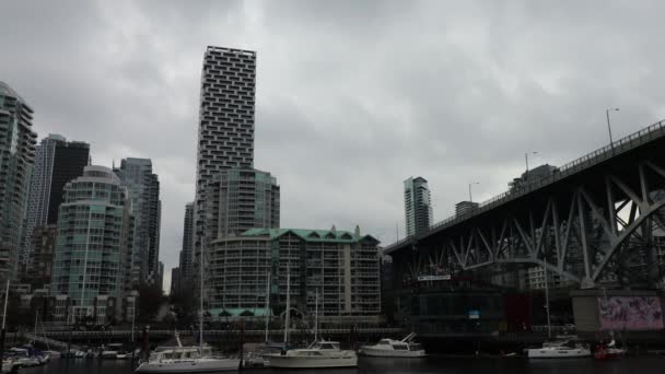 View Vancouver Downtown Gray Buildings Bridge — Stock Video