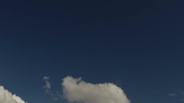 Pofuduk Kümülüs Bulutları Geçiyor Güneşli Bir Günde Mavi Gökyüzü — Stok video