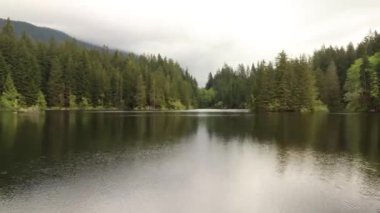Göldeki dalgalanmaların zamanı ve Kanada 'da hızlı hareket eden bulutlar. Yeşil Orman