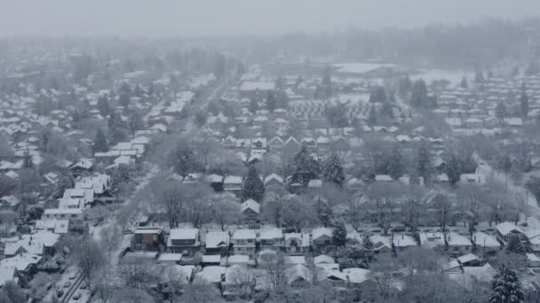 Sakin Bir Kış Gününde Kar Altındaki Vancouver Evlerinin Geniş Bir — Stok video