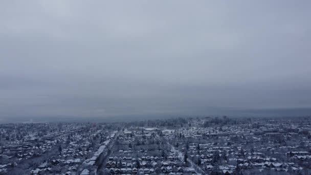 Pequeñas Casas Cubiertas Nieve América Del Norte Vista Aérea Alta — Vídeos de Stock