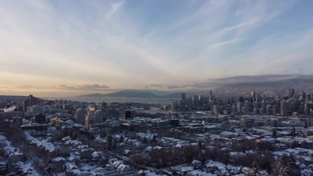 Вид Воздуха Красивый Закат Ванкувере Зимний День — стоковое видео
