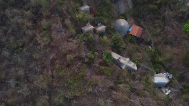 Top View Mexican Village Hills Covered Green Trees — Stock Video