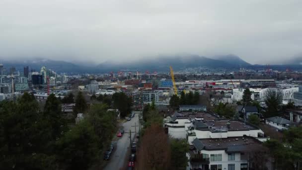 Imágenes Aéreas Capturan Impresionante Belleza Del Barrio Vancouver Día Nublado — Vídeos de Stock