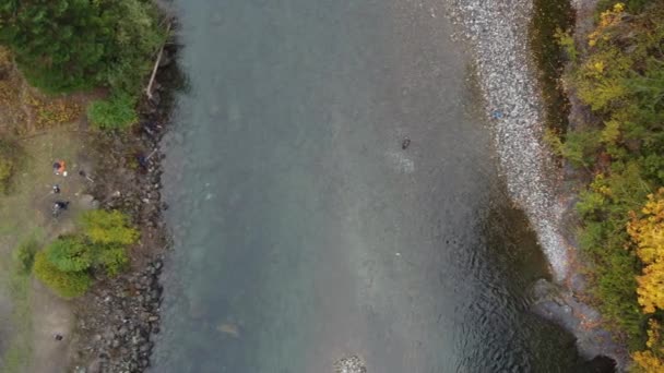 Flowing Harmony Nagranie Dronem Naturalnej Elegancji Rzeki Chilliwack Jesienią — Wideo stockowe
