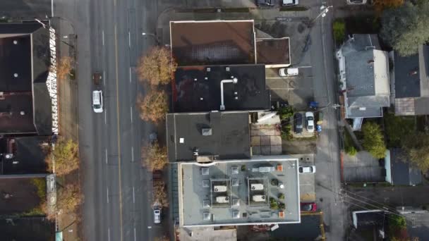 Love Panoramic View Letecké Výhledy Romantiku Malované Střechách Vancouveru — Stock video