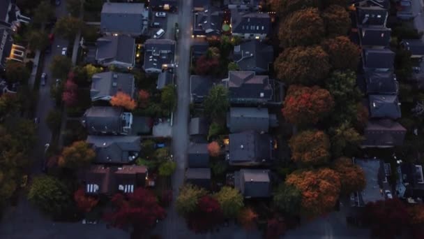 City Autumn Hues Luftaufnahmen Der Atemberaubenden Stadtviertel Von Vancouver — Stockvideo