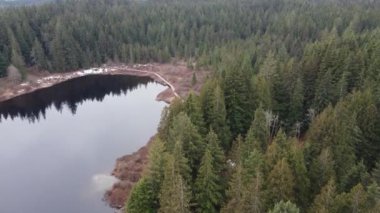 Yukarıdan gelen gölün durgunluğunu keşfeden yeşil ağaçlar hariç.