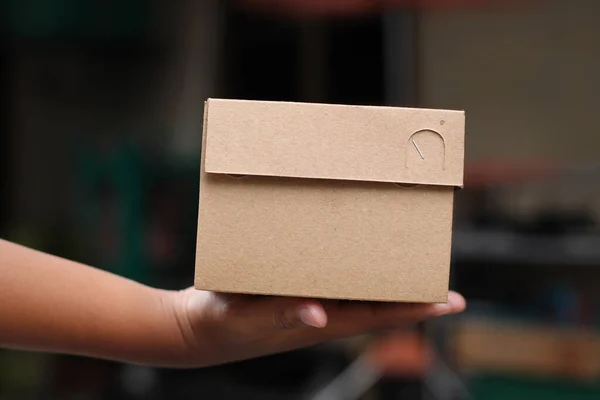 Empty Brown Cardboard Photo Held Hand — Stock Photo, Image