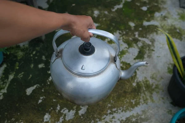 Silver Hot Water Kettle Photo — Stock Photo, Image