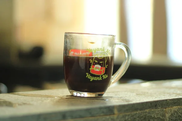 Foto Einer Kleinen Tasse Schwarzen Kaffees — Stockfoto