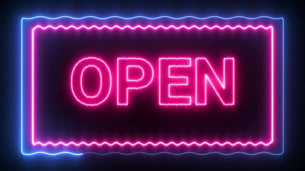 Estamos Open Neon Sign Fondo Seamless Looping Animación Letrero Abierto — Vídeo de stock