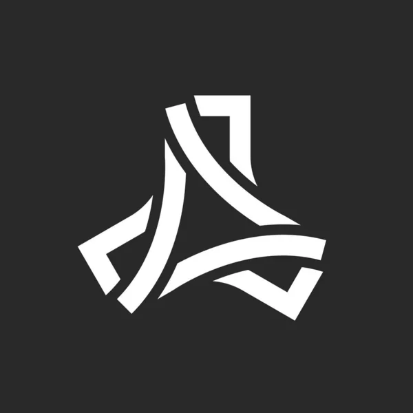 Üçgen Sembollü Ittifak Logosu Yaratıcı Geometrik Sonsuzluk Monogramı Siyah Beyaz — Stok Vektör