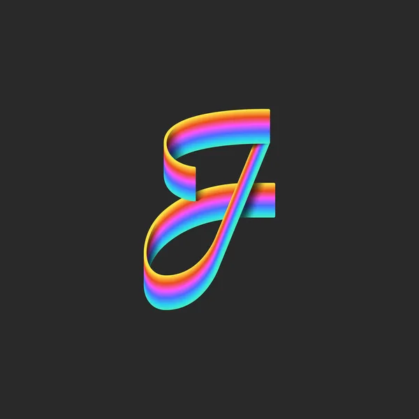Letra Logo Monograma Arco Iris Gradiente Cinta Tipográfica Elemento Diseño — Vector de stock