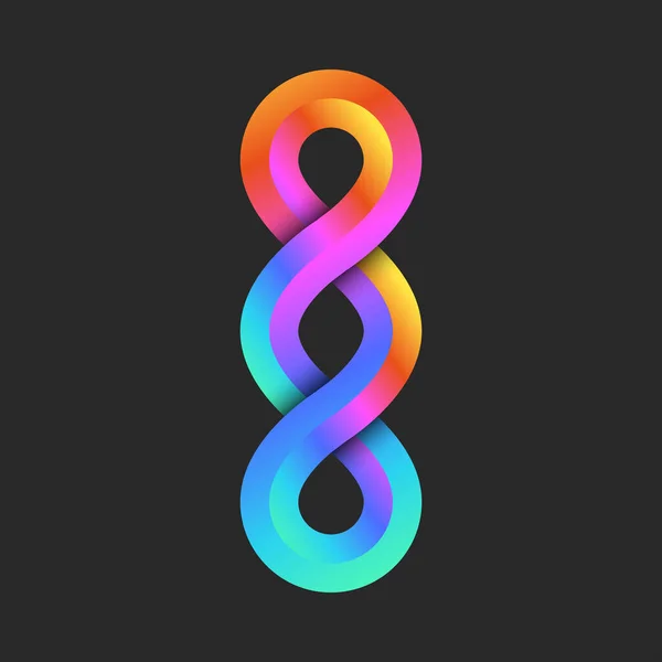 Infinity Form Logotyp Tre Öglor Geometrisk Vertikal Kedja Form Levande — Stock vektor