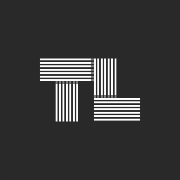 Logo Monogramme Lettres Initiales Noir Blanc Créatif Lignes Minces Parallèles — Image vectorielle