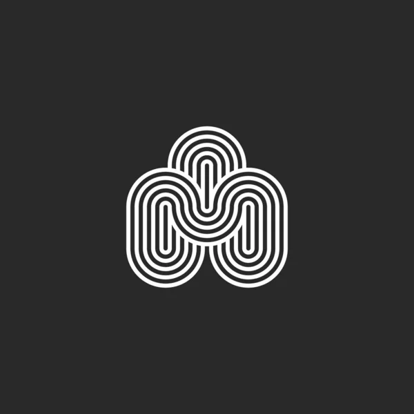 Logo Forme Infini Connexion Trois Lettres Ooo Mince Symbole Linéaire — Image vectorielle