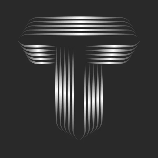 Monogram Počáteční Písmeno Logo Stříbrný Gradient Rovnoběžné Tenké Čáry Umění — Stockový vektor