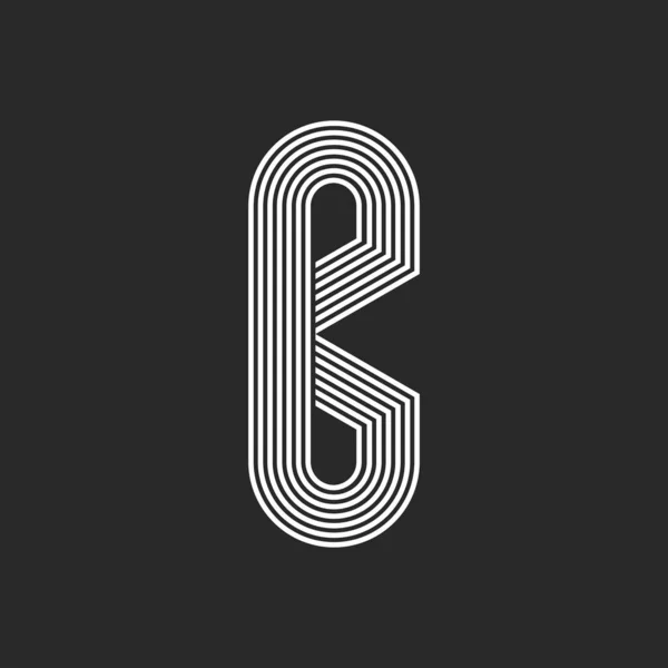 Letter Logo Monogram Black White Striped Hipster Identity Mark Offset — Stock Vector