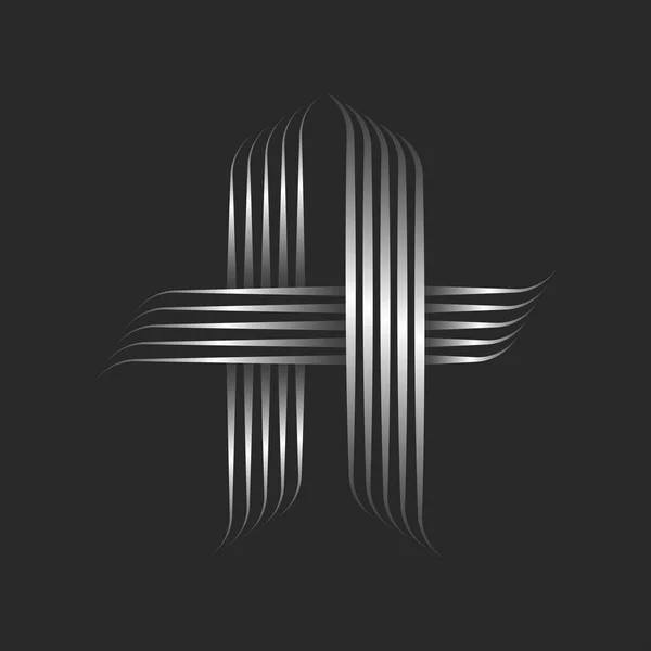 Letter Logo Monogram Calligraphic Striped Shape Black Background First Letter — 스톡 벡터