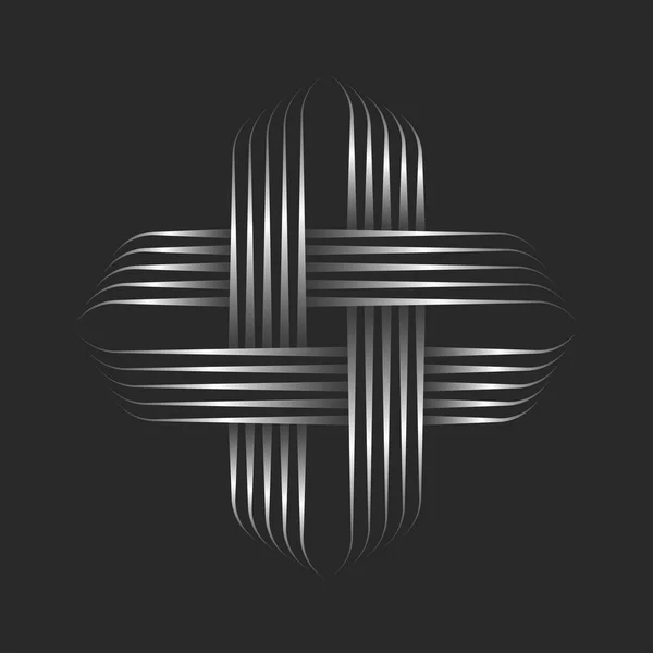 Cross Shape Logo Line Art Style Metallic Gradient Creative Form — Stock Vector