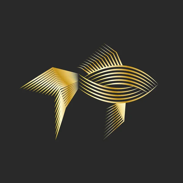 Goldfish Logo Concepto Paralela Línea Arte Peces Oro Silueta Lineal — Archivo Imágenes Vectoriales