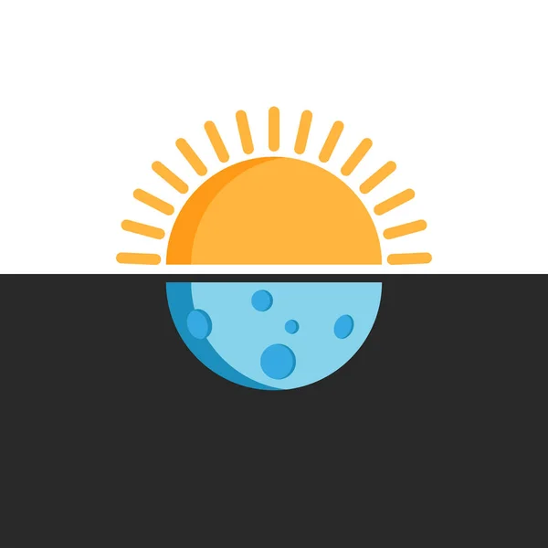 Ikona Slunce Měsíce Jako Symboly Dne Noci Vektorová Ilustrace Dvou — Stockový vektor