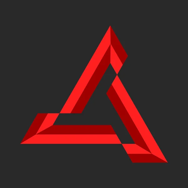 Háromszög Alakú Logó Szövetség Kreatív Konstrukciós Ciklikus Geometriai Forma Piros — Stock Vector