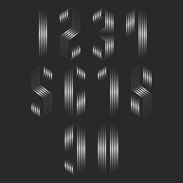Set Numere Monogramă Argint Gradient Linie Artă Creativ Decorare Tipografie — Vector de stoc