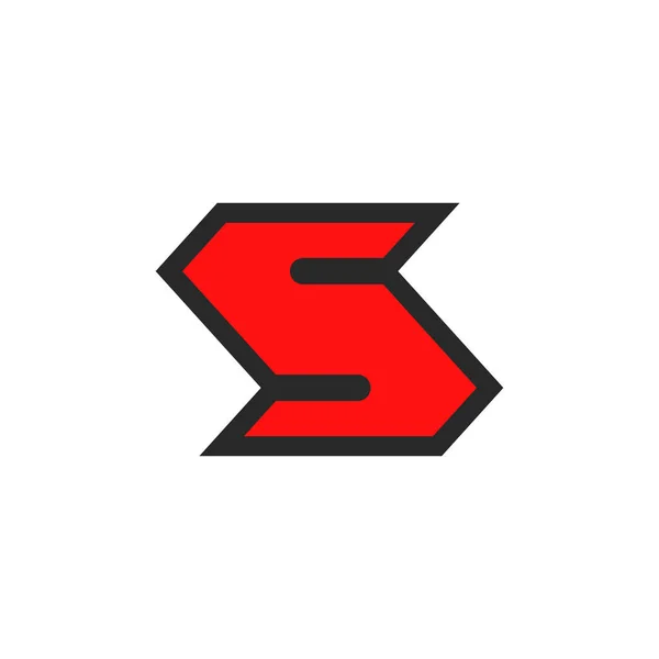 文字Sのロゴ現代的なマスコットは 黒のストロークで赤いエンブレムをスポーツ 太字のマークのブランドアイデンティティシンボル — ストックベクタ