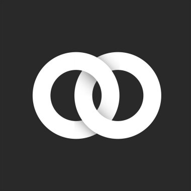 Monogram OO baş harfleri logo veya zincir sembolü yaratıcı tasarım, kurdeleden iki dairenin üst üste binmesi.