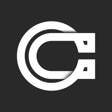 Letter C shape logo monogram, intersection white lines identity print emblem.