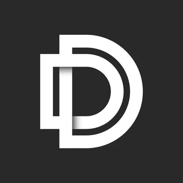 首字母Dd字形标识拼图 两个字母D连在一起 白线重叠标识打印符 — 图库矢量图片