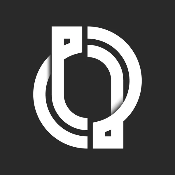 手紙Oロゴのモノグラム 楕円形の交差点ホワイトラインアイデンティティテックエンブレム — ストックベクタ